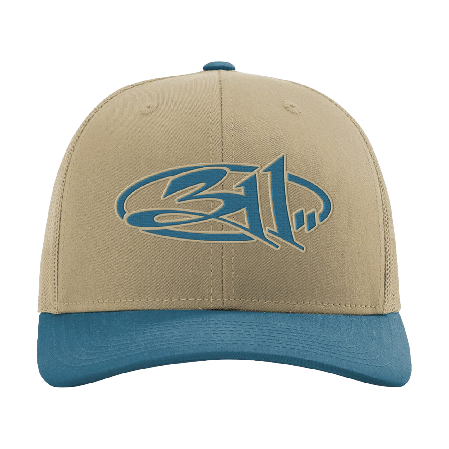 Logo Trucker Hat - Khaki / Blue