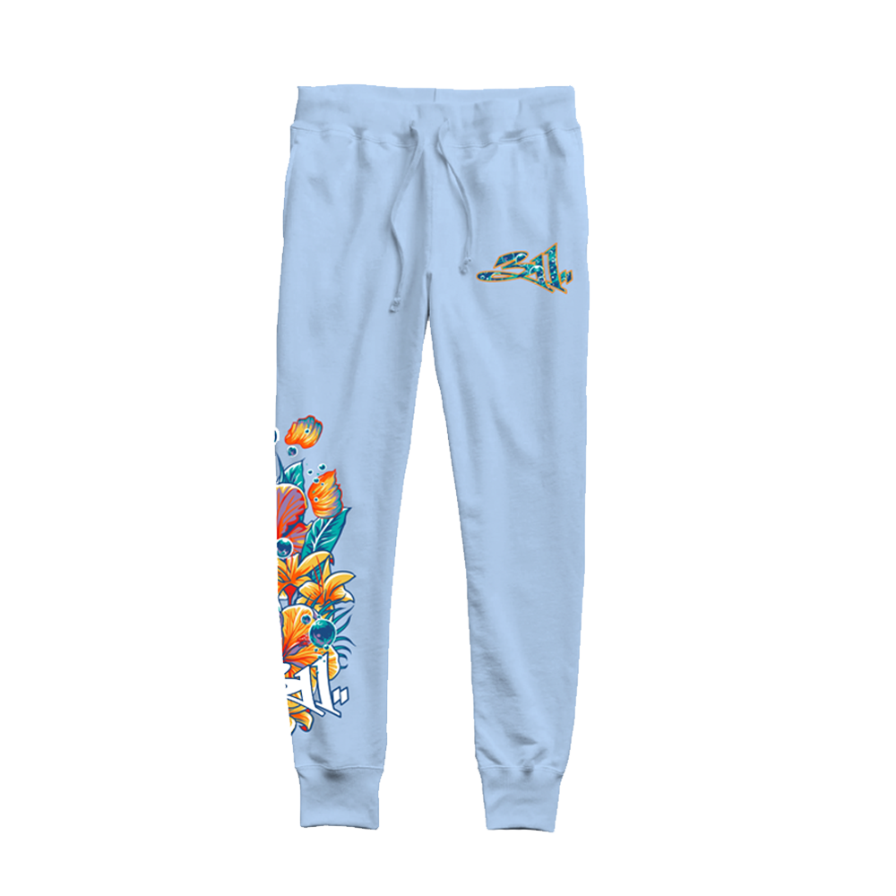 Caribbean Cruise 2025 Baby Blue Floral Sweatpant Front