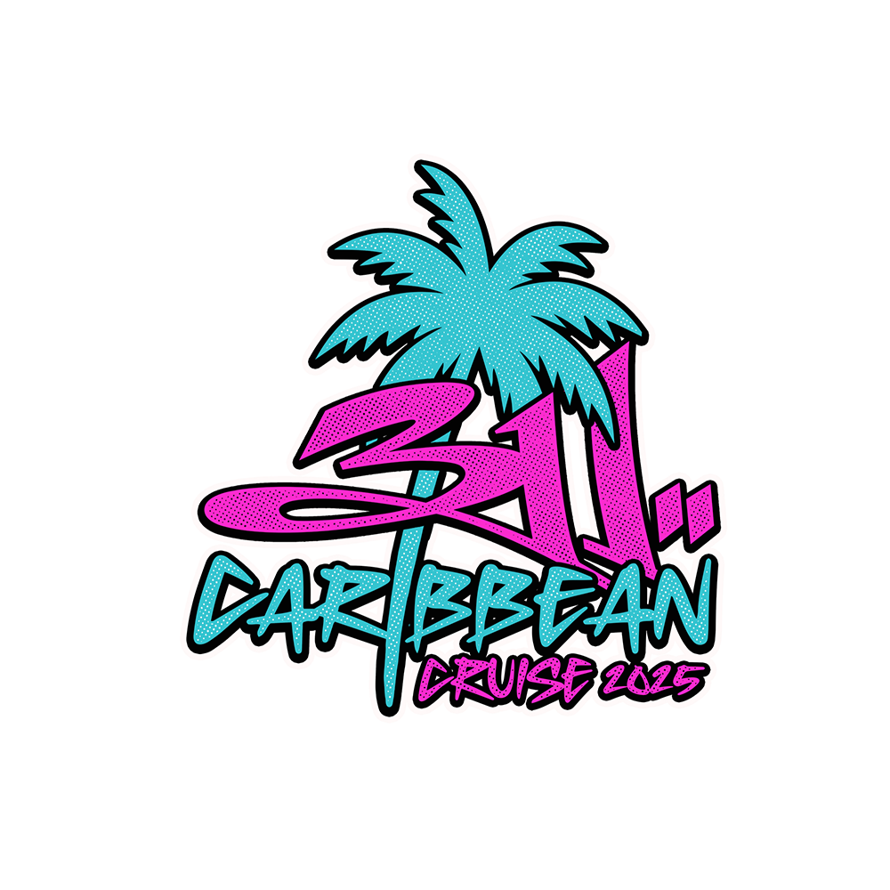 Caribbean Cruise 2025 80s Logo Sticker