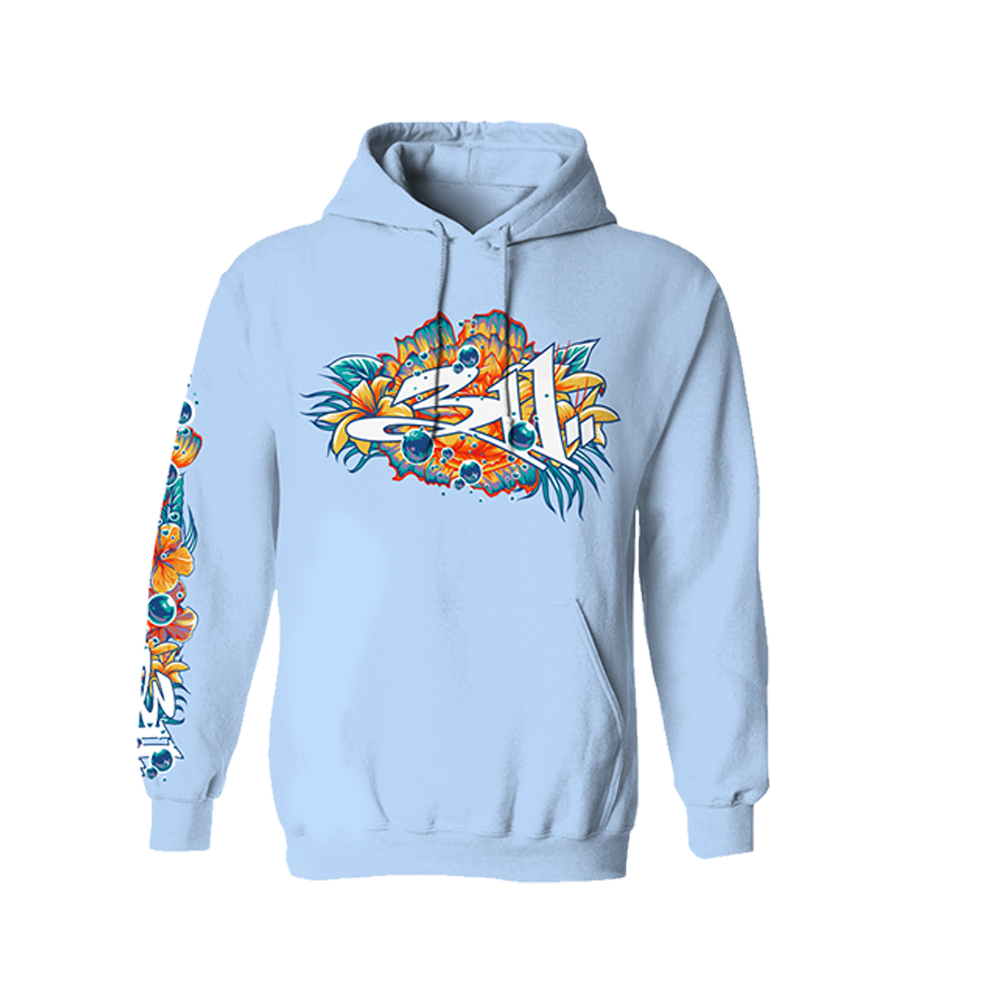 Caribbean Cruise 2025 Baby Blue Floral Pullover Front