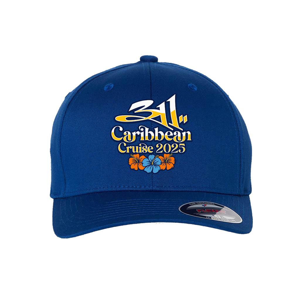 Caribbean Cruise 2025 Blue Floral Baseball Hat