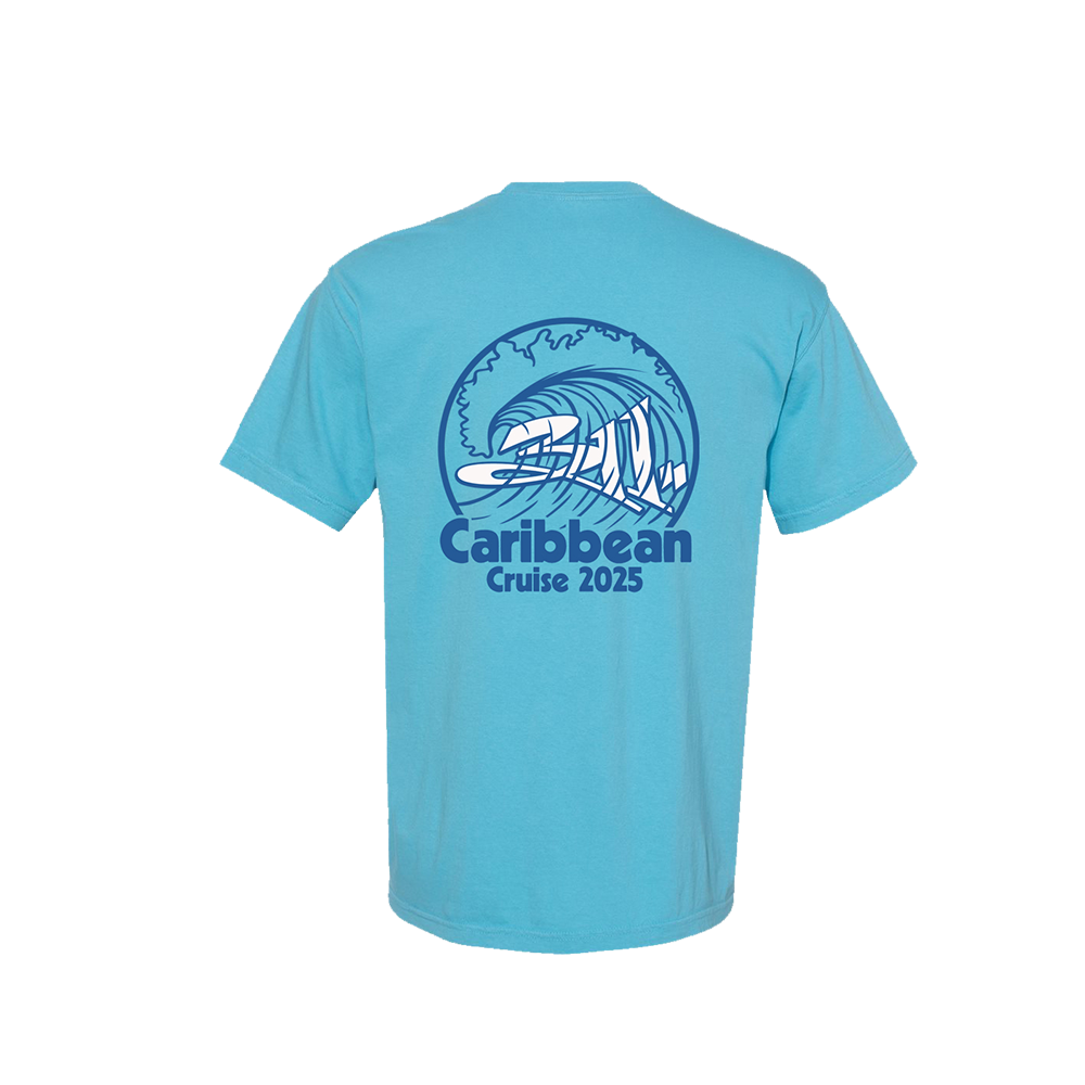 Caribbean Cruise 2025 Blue Wave T-Shirt Back