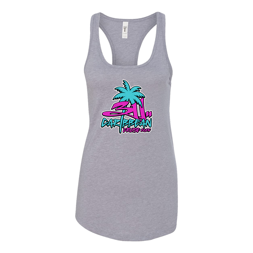 Caribbean Cruise 2025 Ladies Palm Racerback Tank